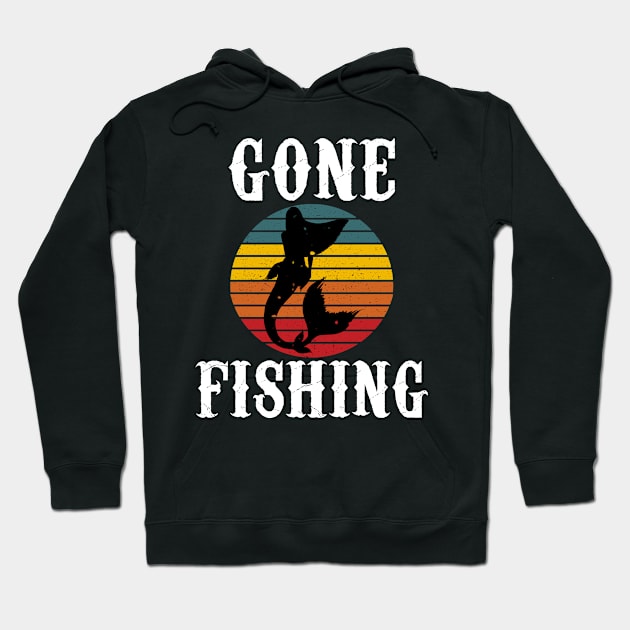 Gone Fishing Mermaid Sunset Hoodie by Boo Face Designs